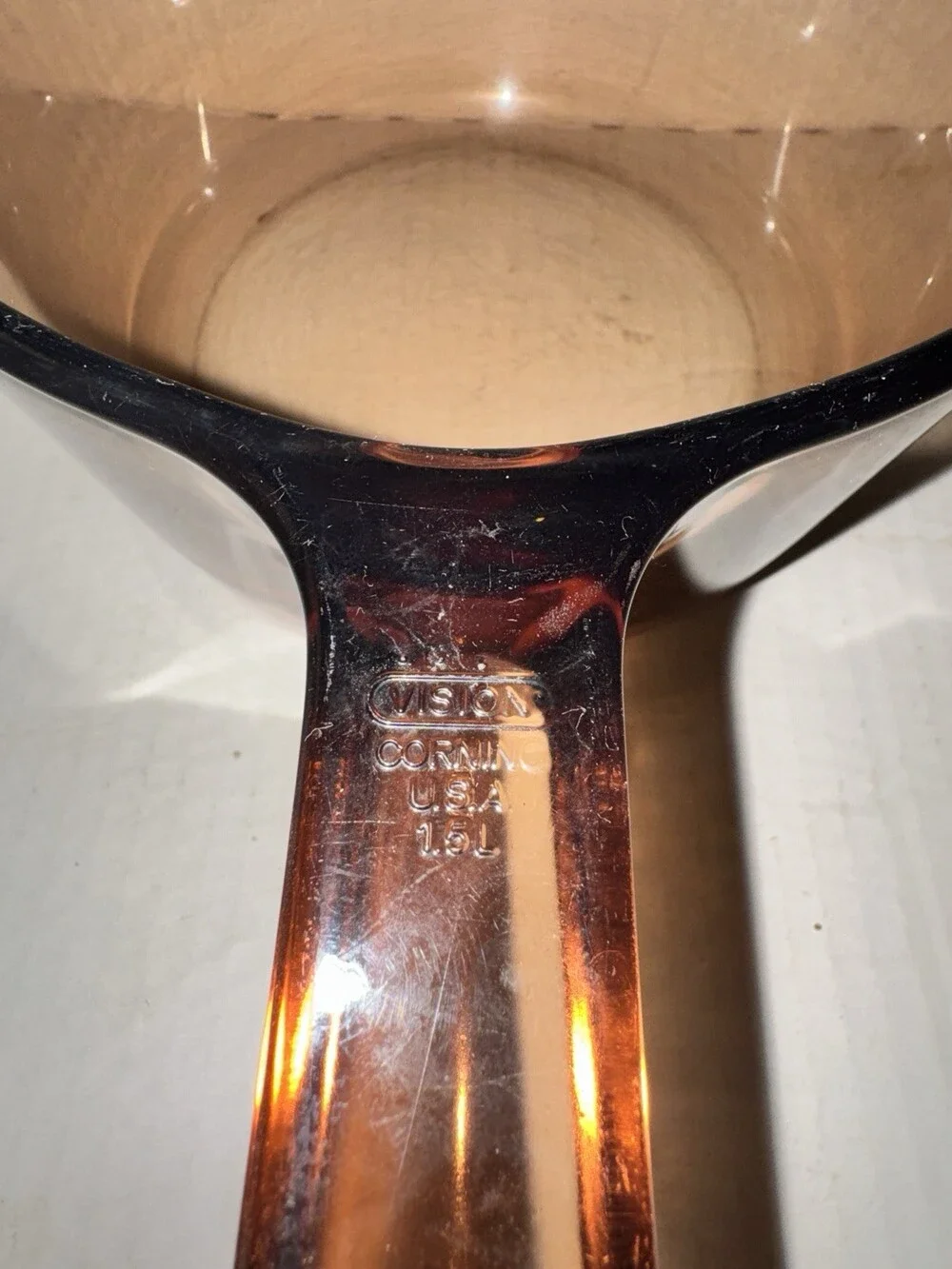 Vintage Visions Corning USA 1.5L Amber Saucepan Pot Without A Lid